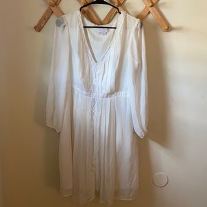 White Dress with pleats and lace details